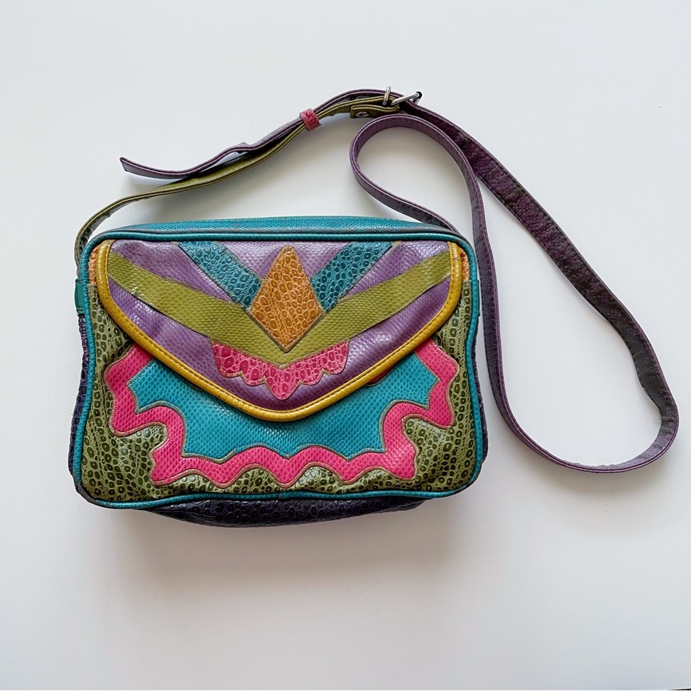 Vintage NAS • 1980’s Faux Leather Colorful Crossbody Bag